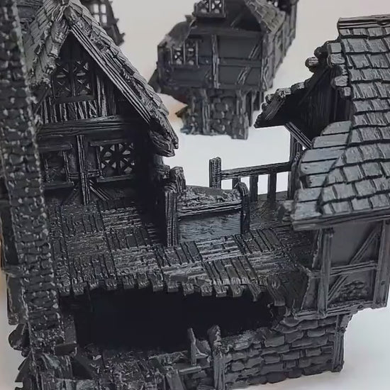 Barrenfall Village Ruins Terrain: – 28–32mm Scale Fantasy Manor, Tavern & Tower