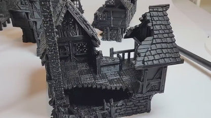 Barrenfall Village Ruins Terrain: – 28–32mm Scale Fantasy Manor, Tavern & Tower