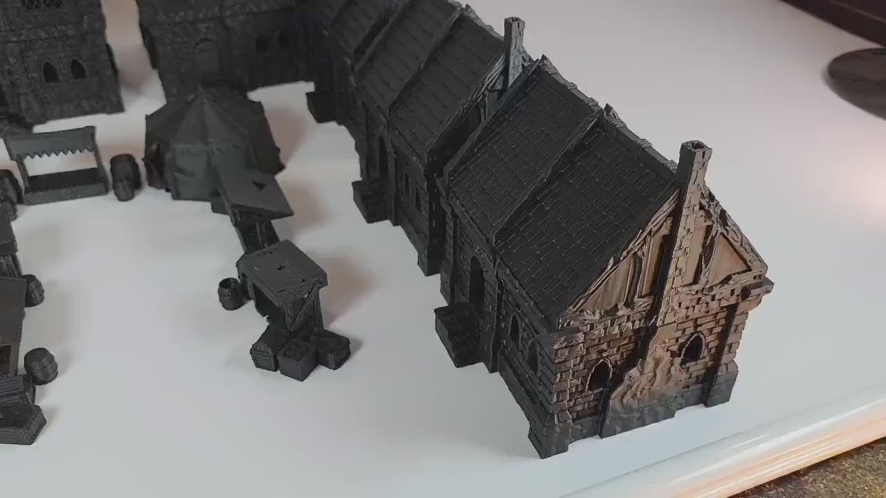 Fantasy Town Terrain Set: Middle ages Village Buildings and Market - For RPG and Wargames