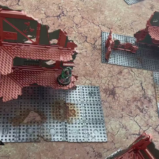 Ork-Inspired Foldable Wargame Terrain Set | Modular Sci-Fi Ruins | 28–32mm Tabletop Scenery