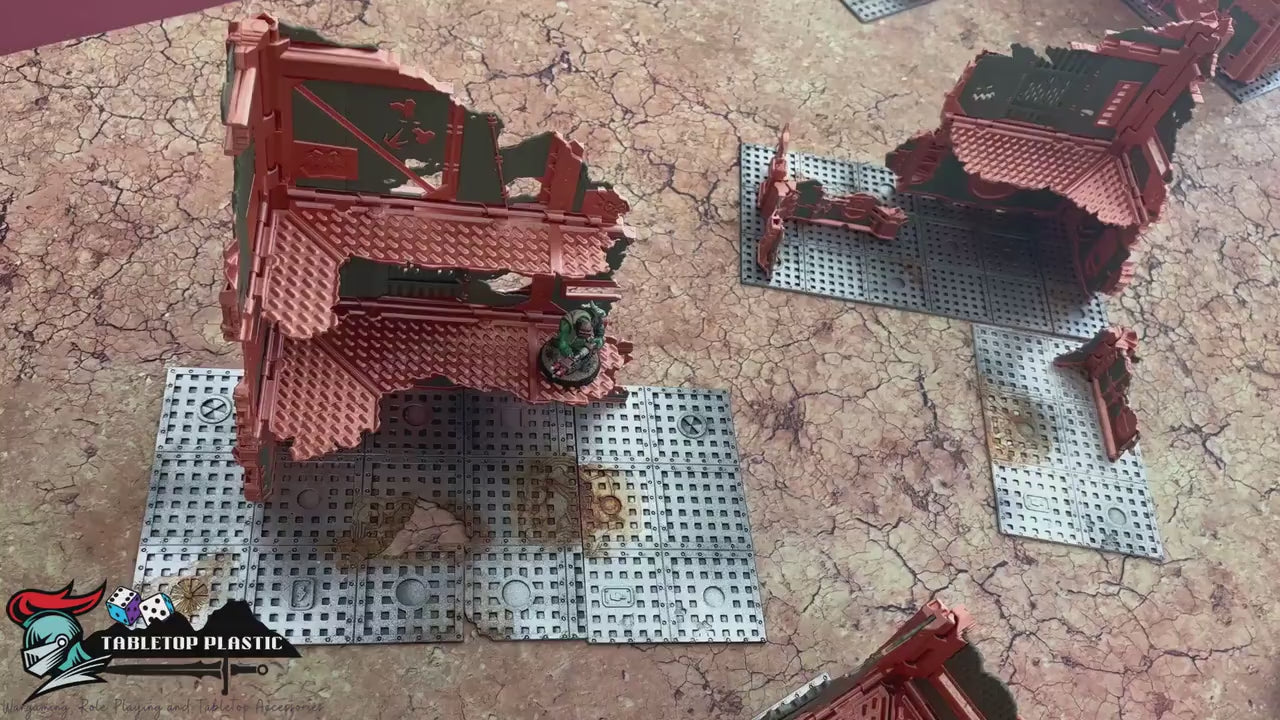 Ork-Inspired Foldable Wargame Terrain Set | Modular Sci-Fi Ruins | 28–32mm Tabletop Scenery